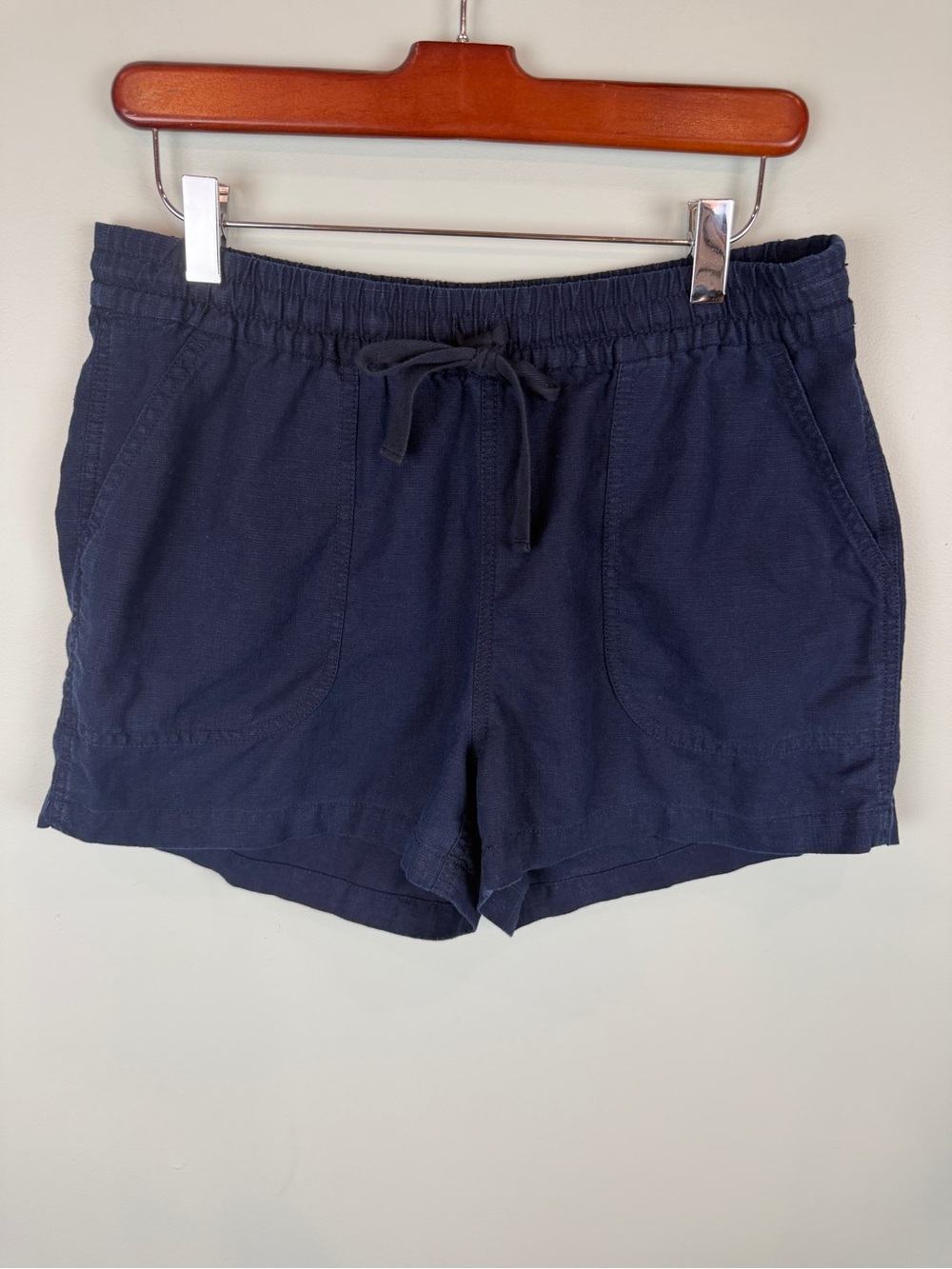 Women’s J.Crew Navy blue linen blend Drawstring pull on Casual Shorts Coastal XS